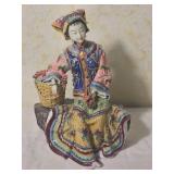 Chinese Qing Dynasty Style Polychrome Porcelain Figure  Qing Dynasty Concubine