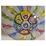 Murano Art Glass Paperweight Millefiori and Cane Glass Details