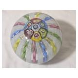 Murano Art Glass Paperweight Millefiori and Cane Glass Details