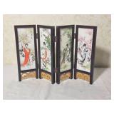 Chinese Porcelain Geishas Miniature Screen