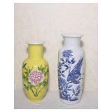 Chinese Floral Pedestal Vase Pair