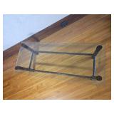 Hollywood Regency Rattan Cocktail Table with lead Glass Top and Bamboo Frame