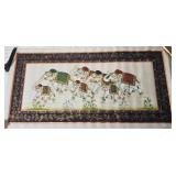 Indian Silk Painting Parade of Elephants