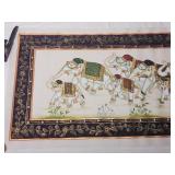 Indian Silk Painting Parade of Elephants