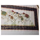 Indian Silk Painting Parade of Elephants