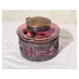 Bohemian Cranberry Glass Art Nouveau Inkwell