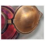 Bohemian Cranberry Glass Art Nouveau Inkwell