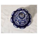 Vintage Bohemian Cobalt Cut to Clear Inkwell