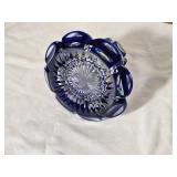 Vintage Bohemian Cobalt Cut to Clear Inkwell