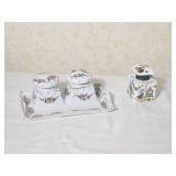 Vintage Porcelain Inkwell Set Pair