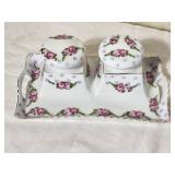 Vintage Porcelain Inkwell Set Pair