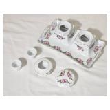 Vintage Porcelain Inkwell Set Pair