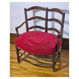 Charming Antique Ladder Back Bench with Rush Seat