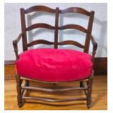 Charming Antique Ladder Back Bench with Rush Seat