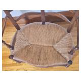 Charming Antique Ladder Back Bench with Rush Seat