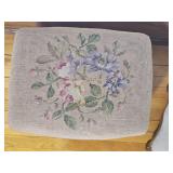 Antique Needlepoint Footstool Pair