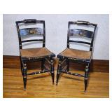 Vintage Black Hitchcock Rush Seat Chairs ~ set of 4