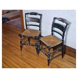 Vintage Black Hitchcock Rush Seat Chairs ~ set of 4