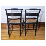 Vintage Black Hitchcock Rush Seat Chairs ~ set of 4