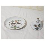 Herend Porcelain Songbird Trinket Bell & Dish Set