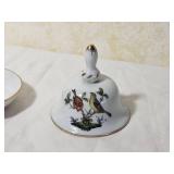 Herend Porcelain Songbird Trinket Bell & Dish Set