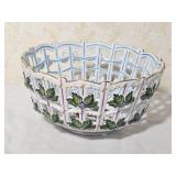 Herend Rothschild Openwork Weave Basket Dish