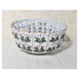 Herend Rothschild Openwork Weave Basket Dish