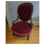 Vintage Red Tufted Parlor Accent Chair