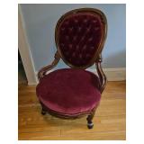 Vintage Red Tufted Parlor Accent Chair