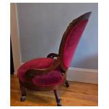 Vintage Red Tufted Parlor Accent Chair