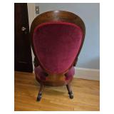 Vintage Red Tufted Parlor Accent Chair
