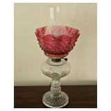 Fenton Hobnail Milk Glass Shaded Lantern Lamp