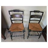 Vintage Black Hitchcock Rush Seat Chairs ~ set of 4