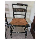 Vintage Black Hitchcock Rush Seat Chairs ~ set of 4