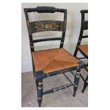 Vintage Black Hitchcock Rush Seat Chairs ~ set of 4
