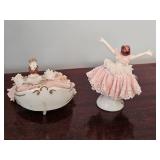 Dresden Lace Porcelain Ballet Performer Figures