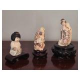 Japanese Netsuke Style Intricate Figures ~ Set of 3