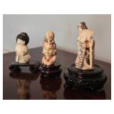 Japanese Netsuke Style Intricate Figures ~ Set of 3