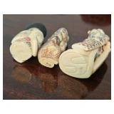 Japanese Netsuke Style Intricate Figures ~ Set of 3