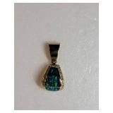 14K Yellow Gold Jeweled Pendant with Fire Opals and Diamonds ~ 7g