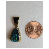 14K Yellow Gold Jeweled Pendant with Fire Opals and Diamonds ~ 7g