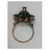 14K Yellow Gold Thai Emerald Princess Ring ~ Size 8, 6g