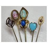 Art Nouveau Stone Embellished Stick Pin Collection