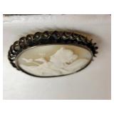 1813 Carved Cameo Woman with Peacock Brooch