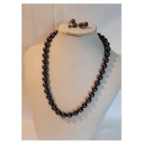 Majorca Black Tahitian Pearl Necklace and Earring Set