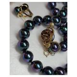 Majorca Black Tahitian Pearl Necklace and Earring Set