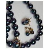 Majorca Black Tahitian Pearl Necklace and Earring Set