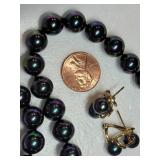 Majorca Black Tahitian Pearl Necklace and Earring Set