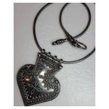 Vintage Sterling Silver Tribal Amulet Necklace ~ 42g