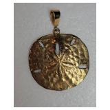 14K Yellow Gold Sand Dollar Pendant ~ 17g